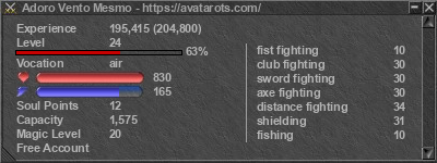 Signature for player Adoro Vento Mesmo