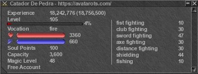 Signature for player Catador De Pedra