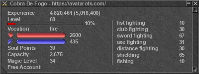 Signature for player Cobra De Fogo