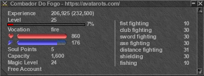 Signature for player Combador Do Fogo