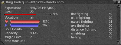 Signature for player King Harlequin