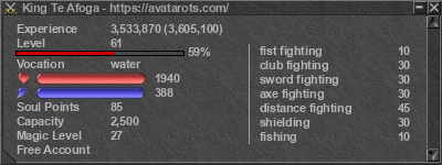 Signature for player King Te Afoga