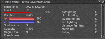 Signature for player King Water