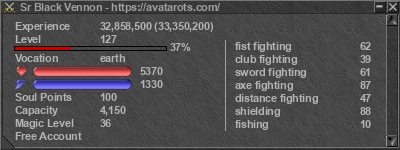 Signature for player Sr Black Vennon