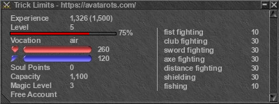 Signature for player Trick Limits